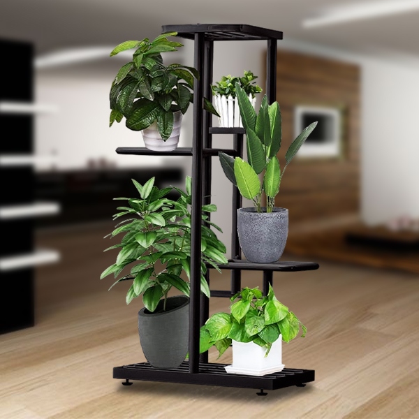 Supporto Per Piante Regolabile In Metallo Nero Con Ruote, Per Vasi Da 24 A 38 Cm, Interno/esterno