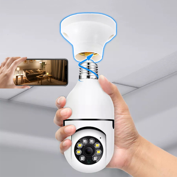 Telecamera Di Sicurezza A Lampadina WiFi 2K - Dual Band 2.4/5GHz, Visione Notturna A Colori, Rilevamento Umano, Audio Bidirezionale, Esterna/Interna
