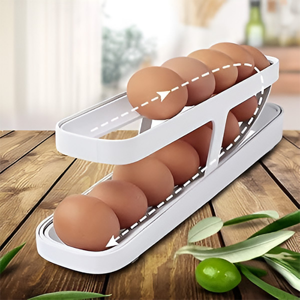 Portauova Rotante Per Frigorifero - Dispenser Automatico 30 Uova, 4 Livelli, Design Inclinato 7° - Foto 4