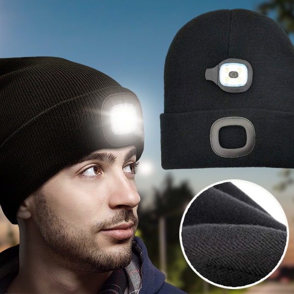 COTOP Cappello con Luce,Berretto con LED,Beanie Invernale Caldo, Regalo per Uomo o Pescatore, Unisex, per Jogging, Escursioni all'aperto, Corsa, Ciclismo di Notte