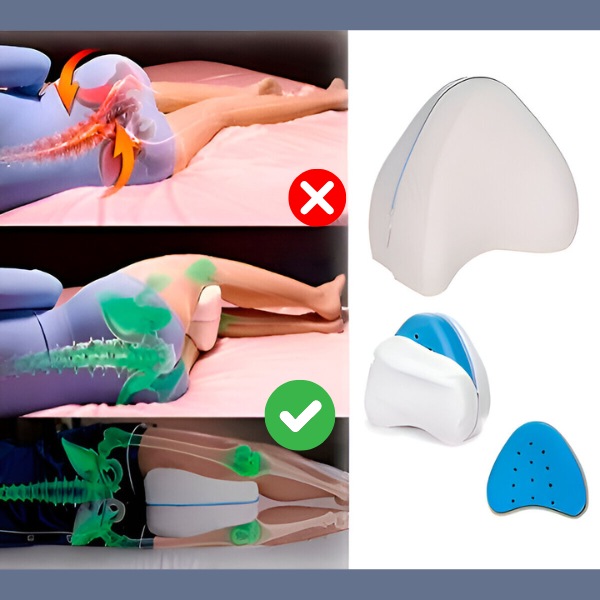 Cuscino Per Gambe Ergonomico In Memory Foam - Per Dormire Sul Fianco, Allevia Dolori Schiena E Ginocchia, Lavabile - Foto 4