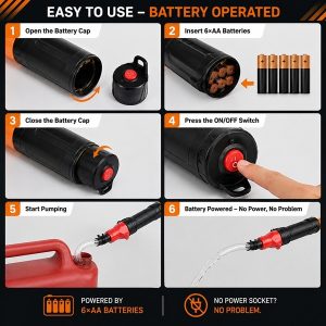 Pompa a batteria per il travaso di liquidi – funziona senza elettricità | PUMPORA